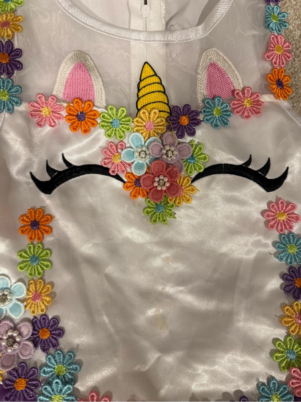 Girls Unicorn Tutu Dress Costume Multicolor Tulle and Headband & wings Sz 6/6x - Picture 5 of 9